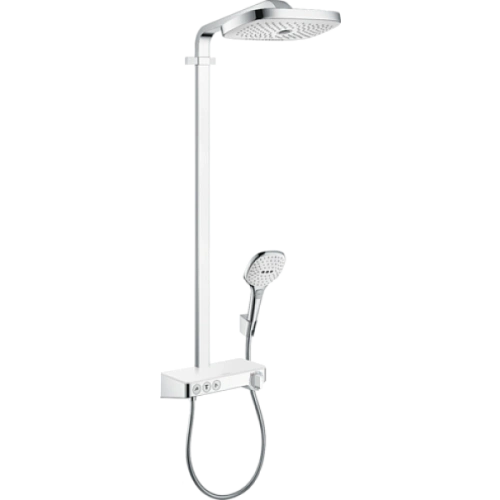 Душевая система hansgrohe Raindance Select E 300 3jet Showerpipe с термостатом, белый/хром 27127400 Душевая система hansgrohe Raindance Select E 300 3jet Showerpipe с термостатом, белый/хром 27127400