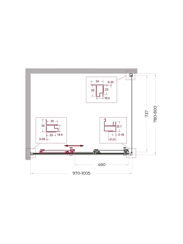 Душевой уголок BelBagno UNO-195-AHF-31-100/80-C-Cr 100x80 см, профиль хром, стекло прозрачное Душевой уголок BelBagno UNO-195-AHF-31-100/80-C-Cr 100x80 см, профиль хром, стекло прозрачное