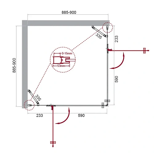 Душевой уголок BelBagno KRAFT-A-22-90-C-Cr 90x90 см, профиль хром, стекло прозрачное Душевой уголок BelBagno KRAFT-A-22-90-C-Cr 90x90 см, профиль хром, стекло прозрачное