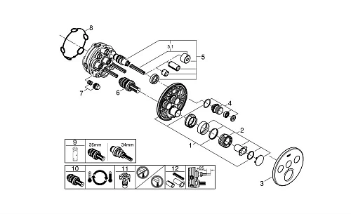 Смеситель для душа GROHE Grohtherm SmartControl на 3 выхода, хром (29121000) внешняя часть термостат Смеситель для душа GROHE Grohtherm SmartControl на 3 выхода, хром (29121000) внешняя часть термостат