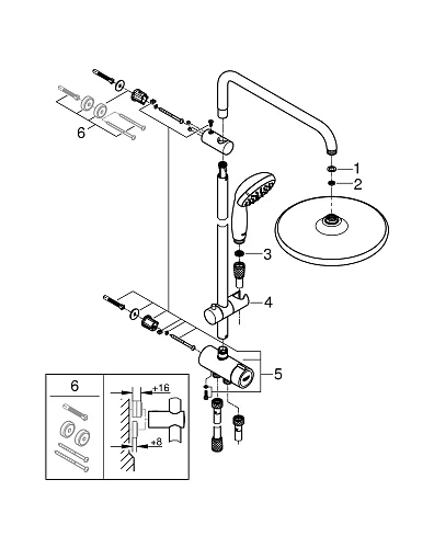Душевая система GROHE Vitalio Start System 250 с переключателем на 3 положения, хром (26680000) Душевая система GROHE Vitalio Start System 250 с переключателем на 3 положения, хром (26680000)