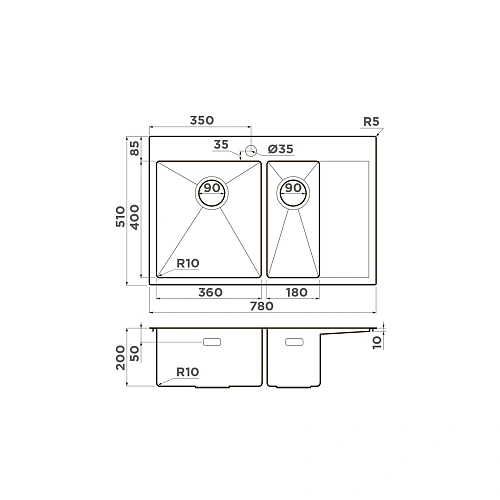 Кухонная мойка Omoikiri Akisame 78-2-IN-L нерж.сталь/нержавеющая сталь 4973062 Кухонная мойка Omoikiri Akisame 78-2-IN-L нерж.сталь/нержавеющая сталь 4973062