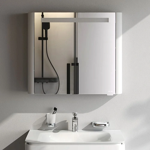 Зеркальный шкаф AM.PM Sensation M30MCR0801WG правый, 80 см, с подсветкой, белый Зеркальный шкаф AM.PM Sensation M30MCR0801WG правый, 80 см, с подсветкой, белый