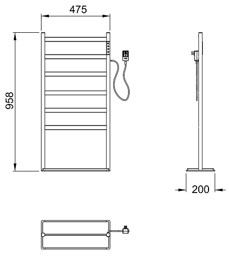 Полотенцесушитель электрический Wonzon & Woghand напольный, темный графит (WW-A406-GM) Полотенцесушитель электрический Wonzon & Woghand напольный, темный графит (WW-A406-GM)