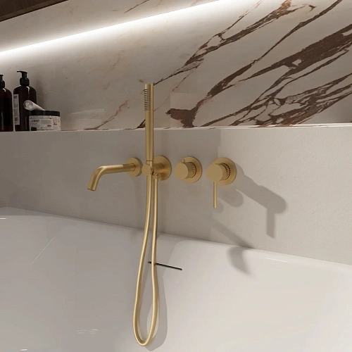 Смеситель для ванны Vincea Groove VBTW-4G1BG встраиваемый, брашированное золото Смеситель для ванны Vincea Groove VBTW-4G1BG встраиваемый, брашированное золото