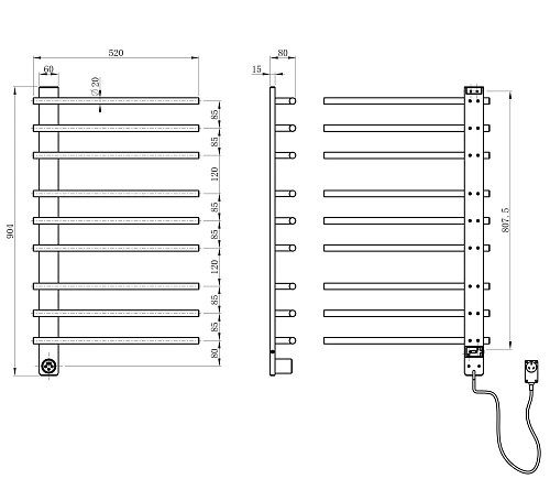 Полотенцесушитель электрический Wonzon & Woghand NÜRNBERG (WW-AL349-BN) брашированный никель Полотенцесушитель электрический Wonzon & Woghand NÜRNBERG (WW-AL349-BN) брашированный никель