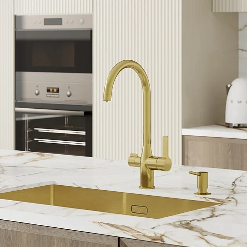 Смеситель для кухни IDDIS Pure (PURMGFJi05) с каналом для фильтрованной воды, матовое золото Смеситель для кухни IDDIS Pure (PURMGFJi05) с каналом для фильтрованной воды, матовое золото