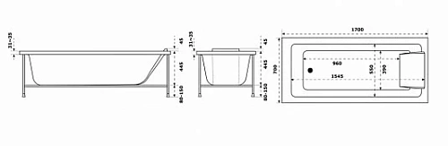 Акриловая ванна Jacob Delafon Sofa 170x70 E60518RU-00 без гидромассажа Акриловая ванна Jacob Delafon Sofa 170x70 E60518RU-00 без гидромассажа