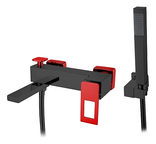 Смеситель для ванны Boheme BlackRed 143-BR с душем Смеситель для ванны Boheme BlackRed 143-BR с душем