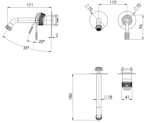 Смеситель для раковины Remer Atelier AL15PWBBG, золото брашированное Смеситель для раковины Remer Atelier AL15PWBBG, золото брашированное
