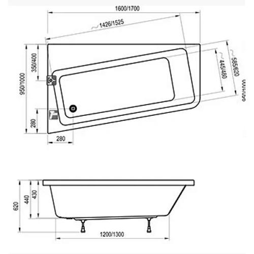 Акриловая ванна Ravak 10° 170x100 P арт. C821000000 Акриловая ванна Ravak 10° 170x100 P арт. C821000000