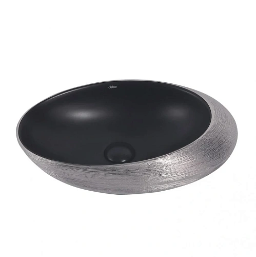 Раковина ABBER Bequem AC2107BS накладная, черная матовая с серебром Раковина ABBER Bequem AC2107BS накладная, черная матовая с серебром