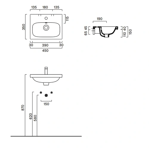 Раковина Catalano Alvea 0620450001 45x35 подвесная/мебельная, белый глянцевый. Раковина Catalano Alvea 0620450001 45x35 подвесная/мебельная, белый глянцевый.