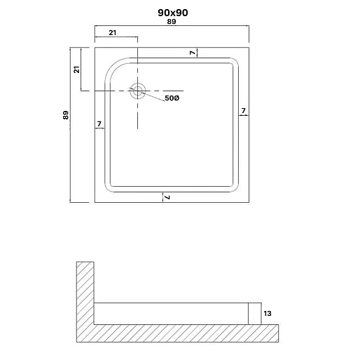 Душевой поддон Niagara Eco NG-P9090-14Q (90x90x13) пластик, квадратная, цвет белый Душевой поддон Niagara Eco NG-P9090-14Q (90x90x13) пластик, квадратная, цвет белый