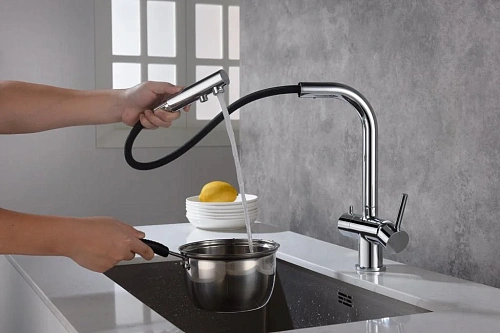 Смеситель для кухни Timo Saona 2356/00FL с подключением фильтра и выдвижной лейкой хром Смеситель для кухни Timo Saona 2356/00FL с подключением фильтра и выдвижной лейкой хром