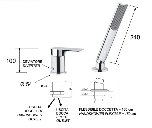Смеситель для ванны Remer Infinity I27 Смеситель для ванны Remer Infinity I27