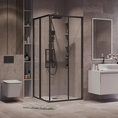 Душевой уголок GROSSMAN Cosmo 300.K33.02.8080.42.00 (80x80x195) квадрат,раздвижн,графит сатин,стекло прозрач Душевой уголок GROSSMAN Cosmo 300.K33.02.8080.42.00 (80x80x195) квадрат,раздвижн,графит сатин,стекло прозрач