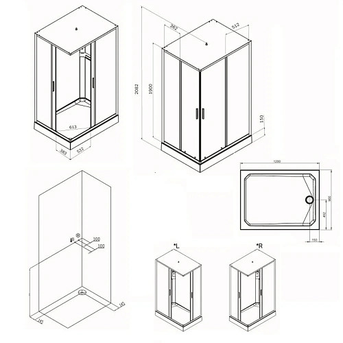 Душевая кабина AM.PM Gem W90C-404-12090MT 120x90, прямоугольная, профиль хром матовый, стекло прозрачное Душевая кабина AM.PM Gem W90C-404-12090MT 120x90, прямоугольная, профиль хром матовый, стекло прозрачное