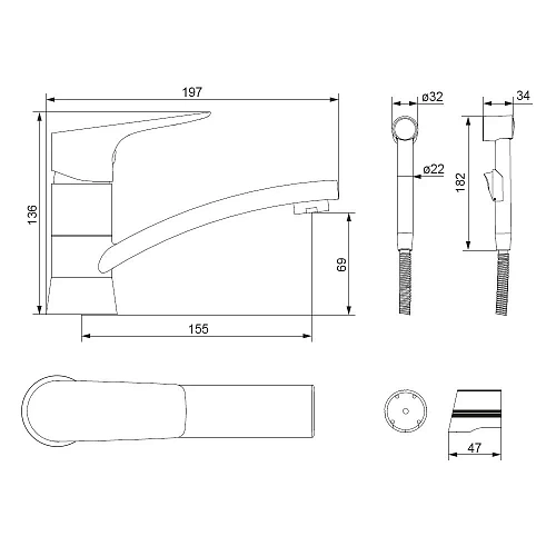 Смеситель для раковины Damixa Jupiter 770230001 с гигиеническим душем, хром Смеситель для раковины Damixa Jupiter 770230001 с гигиеническим душем, хром