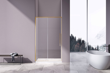 Душевая дверь Vincea Slim-N VDS-4SN140CLG, 1400, брашированное золото, стекло прозрачное