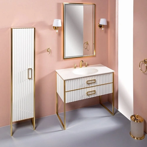 Зеркало Armadi Art MONACO 566-WG с подсветкой 70x110 глянец белая +золото Зеркало Armadi Art MONACO 566-WG с подсветкой 70x110 глянец белая +золото