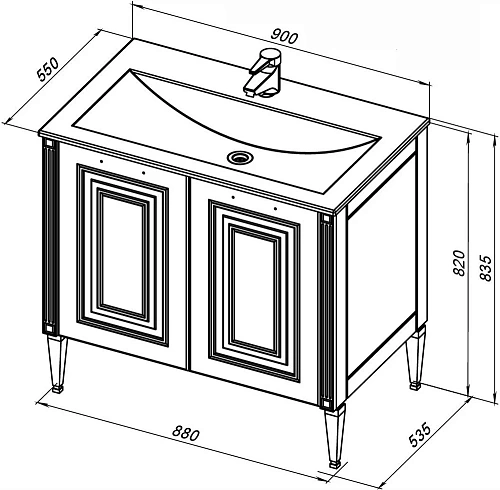 Тумба под раковину Aquanet Паола 90 белый/золото 00186116 Тумба под раковину Aquanet Паола 90 белый/золото 00186116