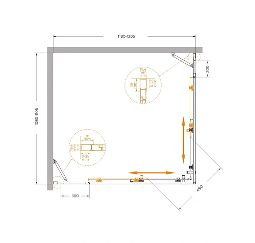 Душевой уголок CEZARES MOLVENO-AH-22-120/110-C-Cr-IV УГЛОВОЙ 120x110см стекло прозрачное, профиль хром Душевой уголок CEZARES MOLVENO-AH-22-120/110-C-Cr-IV УГЛОВОЙ 120x110см стекло прозрачное, профиль хром