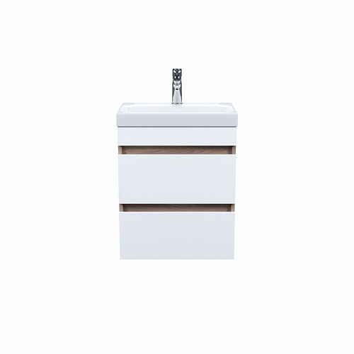 Тумба с раковиной Iddis Zodiac 50 см (ZOD5AB0i95K) подвесная с ящиками белая/под дерево Тумба с раковиной Iddis Zodiac 50 см (ZOD5AB0i95K) подвесная с ящиками белая/под дерево