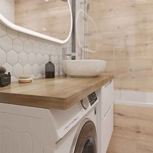 Комплект мебели STWORKI Берген 60 белая со светлой столешницей 122, раковина Moduo 50 Square, L 5497 549711 Комплект мебели STWORKI Берген 60 белая со светлой столешницей 122, раковина Moduo 50 Square, L 5497 549711