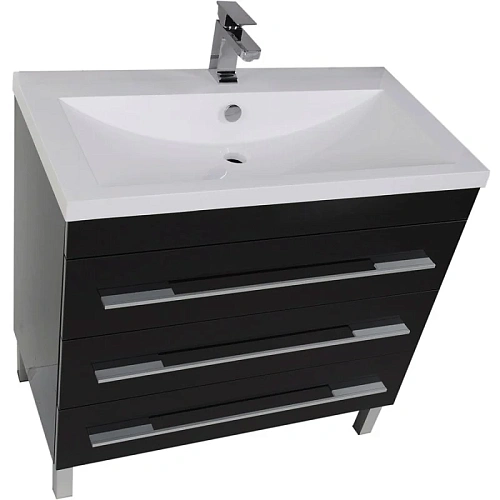 Комплект мебели Aquanet Верона NEW 90 черный (напольный 3 ящика) 00230317 Комплект мебели Aquanet Верона NEW 90 черный (напольный 3 ящика) 00230317
