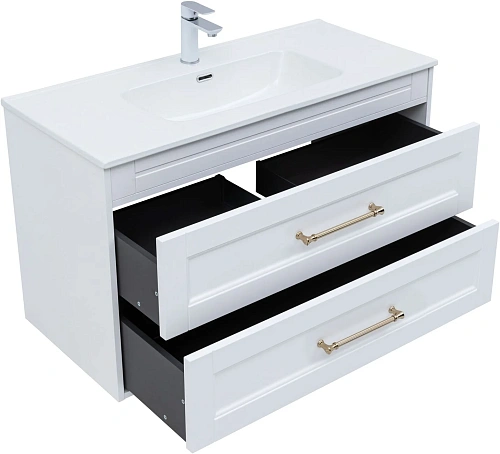 Тумба под раковину Aquanet Бостон new 100 00347183 белый сатин ручки золото Тумба под раковину Aquanet Бостон new 100 00347183 белый сатин ручки золото