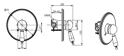 Смеситель для душа Boheme Tradizionale Cromo 265 встроенный Смеситель для душа Boheme Tradizionale Cromo 265 встроенный