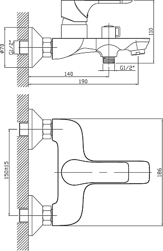 Смеситель для ванны STWORKI Берген BER-02cr хром 568992 Смеситель для ванны STWORKI Берген BER-02cr хром 568992