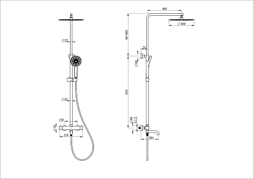 Душевая система Wonzon & Woghand с термостатом, хром (WW-88739903-CR) Душевая система Wonzon & Woghand с термостатом, хром (WW-88739903-CR)