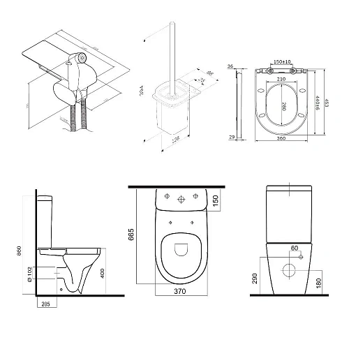 Унитаз напольный AM.PM Inspire V2.0 CK50C1704W с гигиеническим душем с сиденьем Унитаз напольный AM.PM Inspire V2.0 CK50C1704W с гигиеническим душем с сиденьем