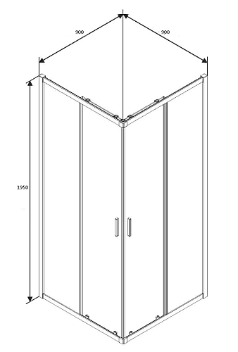 Душевой уголок Ceruttispa MUZA90 без поддона 90x90x195 Душевой уголок Ceruttispa MUZA90 без поддона 90x90x195
