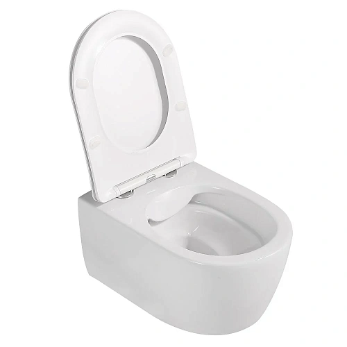 Унитаз подвесной ABBER Bequem AC1104 белый, безободковый с крышкой микролифт Унитаз подвесной ABBER Bequem AC1104 белый, безободковый с крышкой микролифт