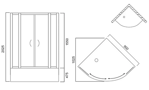 Душевой уголок AM.PM Sense W75G-222A090MT 90 см Душевой уголок AM.PM Sense W75G-222A090MT 90 см