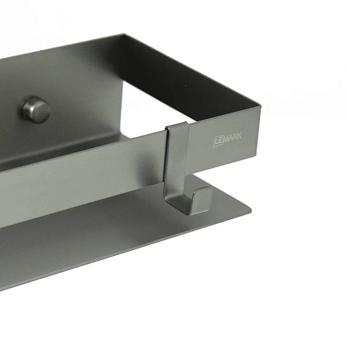 Полка Lemark SHELF LINE 300 мм с крючками, графит 9776051 Полка Lemark SHELF LINE 300 мм с крючками, графит 9776051