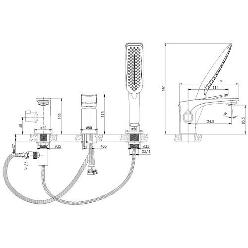 Смеситель на борт ванны Lemark Allegro LM5945CW, хром/белый Смеситель на борт ванны Lemark Allegro LM5945CW, хром/белый