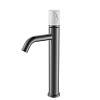 Картинка анонса товара «смеситель для раковины boheme stick 122-sgm-mr-w shine gun metal mramor white»