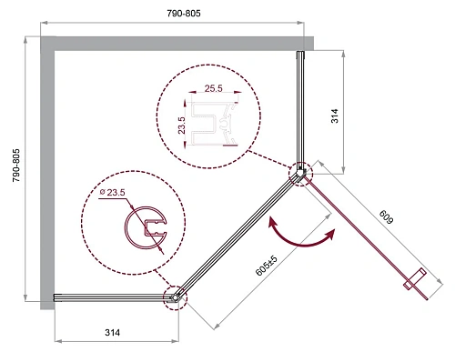 Душевой уголок BelBagno UNO-195-P-1-80-C-Cr Душевой уголок BelBagno UNO-195-P-1-80-C-Cr