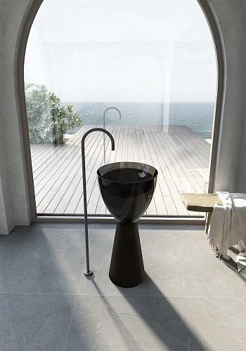 Раковина ABBER AT2703Onyx-Black отдельностоящая, прозрачная, черный/черный матовый Раковина ABBER AT2703Onyx-Black отдельностоящая, прозрачная, черный/черный матовый