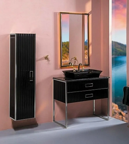 Зеркало Armadi Art MONACO 566-BCR с подсветкой 70x110 глянец черная+хром Зеркало Armadi Art MONACO 566-BCR с подсветкой 70x110 глянец черная+хром