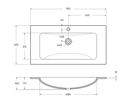 Раковина BelBagno BB910/465-LV-VTR-BO 910x465 Раковина BelBagno BB910/465-LV-VTR-BO 910x465