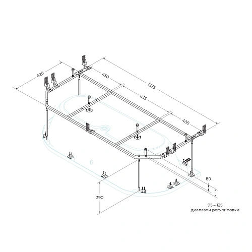 Каркас для ванны CEZARES METAURO-MF 1575x620 Каркас для ванны CEZARES METAURO-MF 1575x620