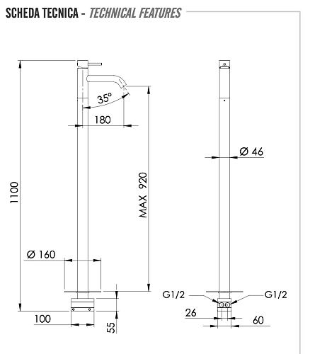 Смеситель для раковины Remer X Style X18DO, золото глянцевое Смеситель для раковины Remer X Style X18DO, золото глянцевое