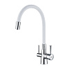 Картинка анонса товара «смеситель для кухни lemark comfort lm3075c-white с гибким изливом, с подключением к фильтру, хром/белый»