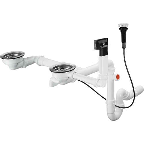 Сифон для кухни Hansgrohe с двумя чашами D17-11 43938000, хром Сифон для кухни Hansgrohe с двумя чашами D17-11 43938000, хром