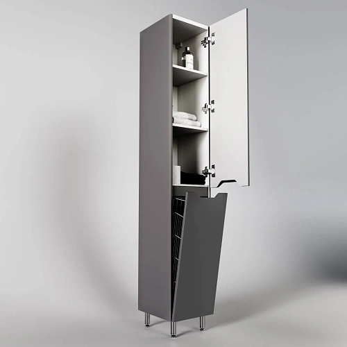 Шкаф-пенал Style Line Марелла с корзиной, Люкс антискрейтч серый, PLUS СС-00002420 Шкаф-пенал Style Line Марелла с корзиной, Люкс антискрейтч серый, PLUS СС-00002420